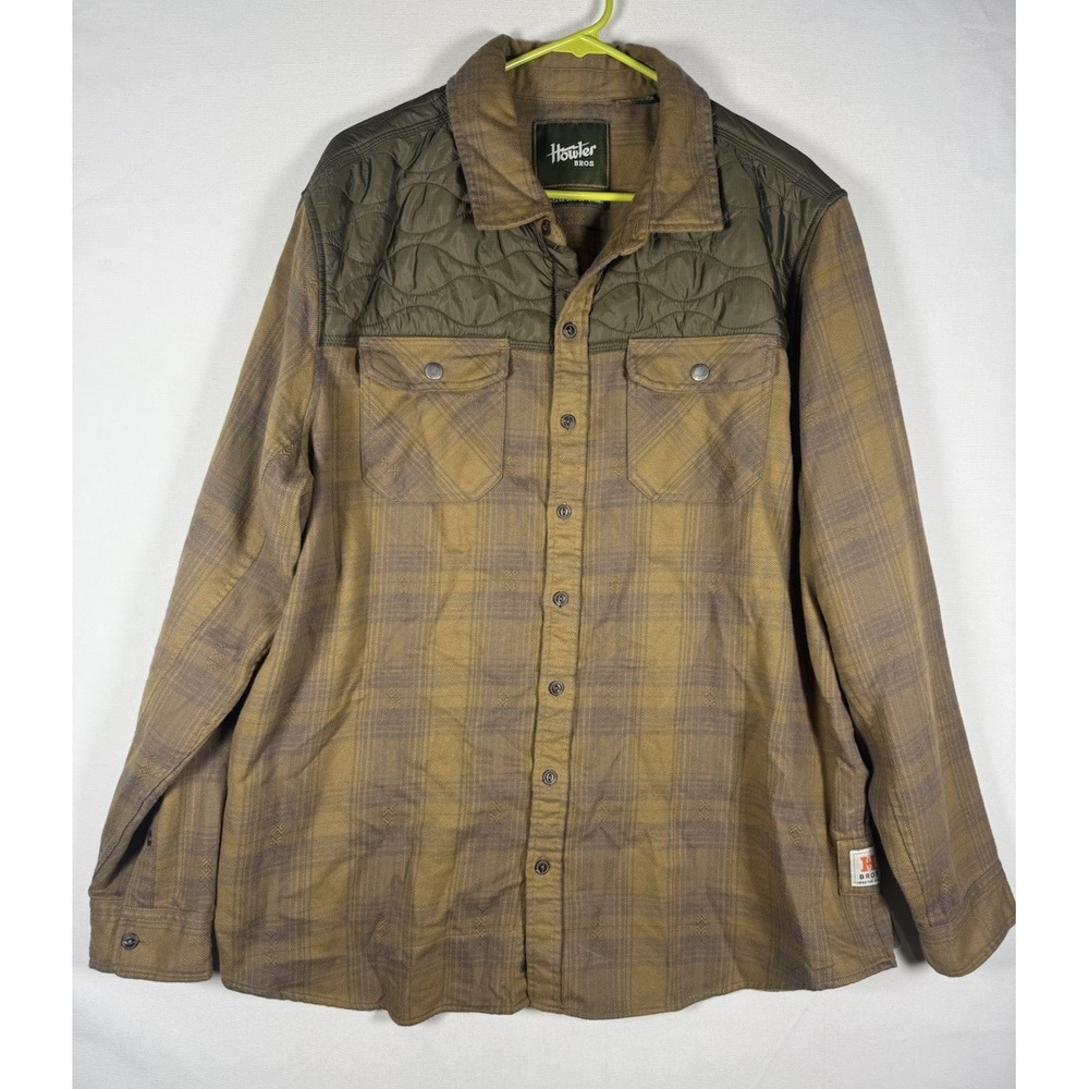 Howler Brothers Quintana Quilted Flannel Shirt Men's XL Brown Plaid Outdoor